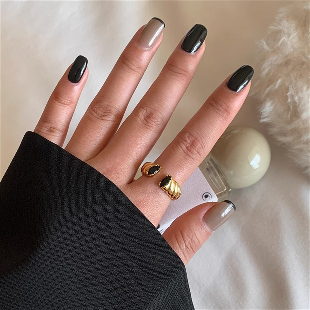 Vintage colored gemstone vintage open ring, women's gold adjustable, niche design, fashionable and elegant ring bracelet details Picture