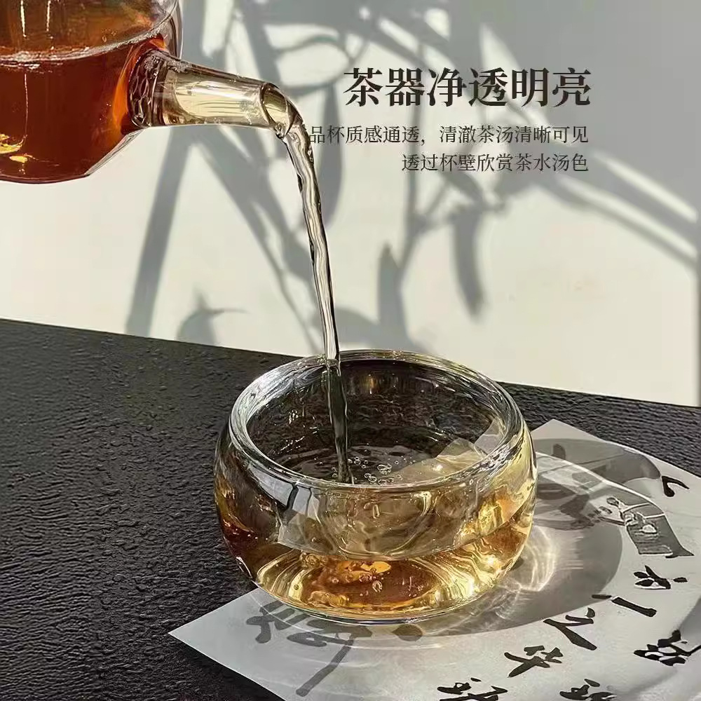 Thickened crystal plate finger cups, high-end meditation crystal cups, master cups, tea cups, tasting cups, single cups, light luxury cups, tea sets details Picture