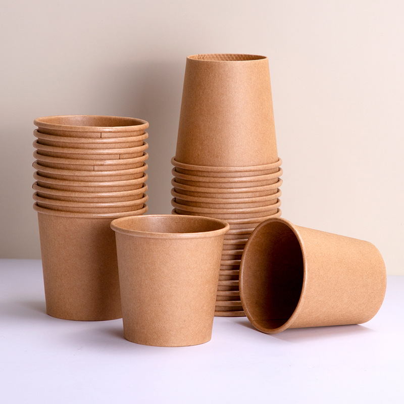 Morning glory 60-300ml disposable paper cup for tasting, small cup for tea tasting and tasting, kraft paper cup, thickened vertical pattern cup Application Scenario