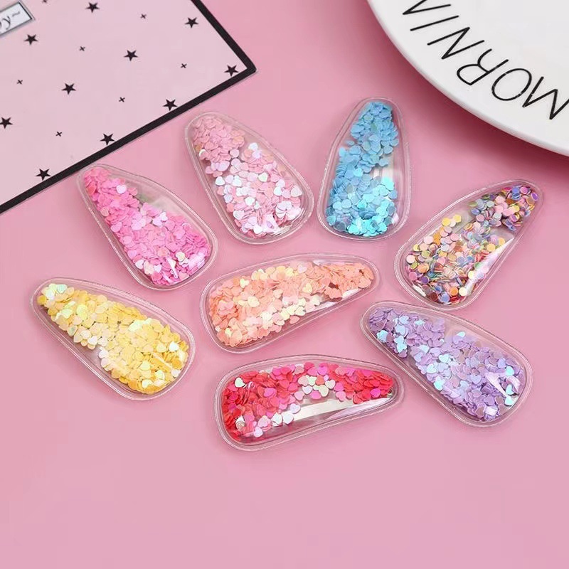 Douyin's best-selling flowing sand bb clips, PVC sequined children's hair clip covers, diy hair accessories, hair clips, head accessories, and auxiliary materials wholesale details Picture