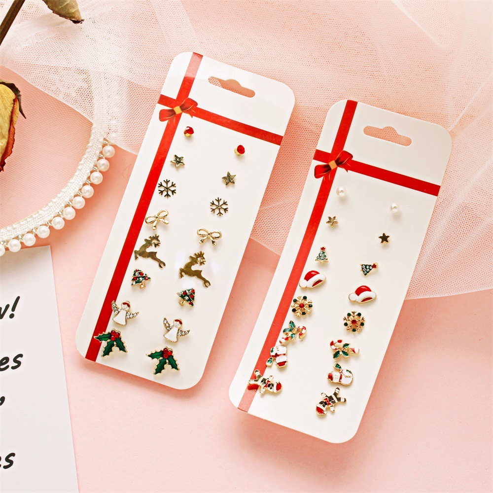 New Christmas earring set, Santa Claus reindeer stud gift, autumn and winter earrings, women's European and American cross-border accessories Specification drawing
