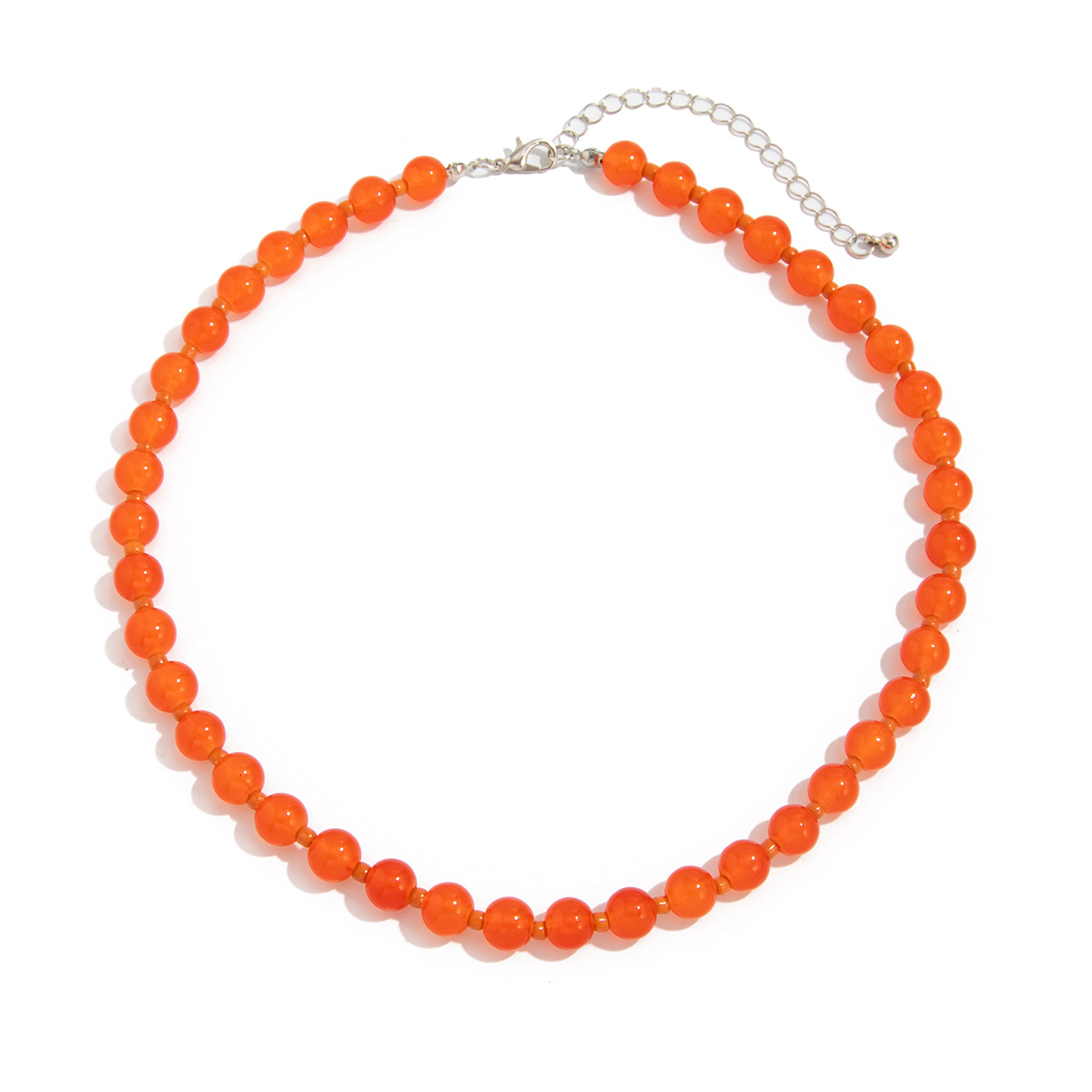 European and American cross-border jewelry, high-end, light green transparent glass beaded necklace, fashionable and simple, rice bead collarbone chain for women Item Picture