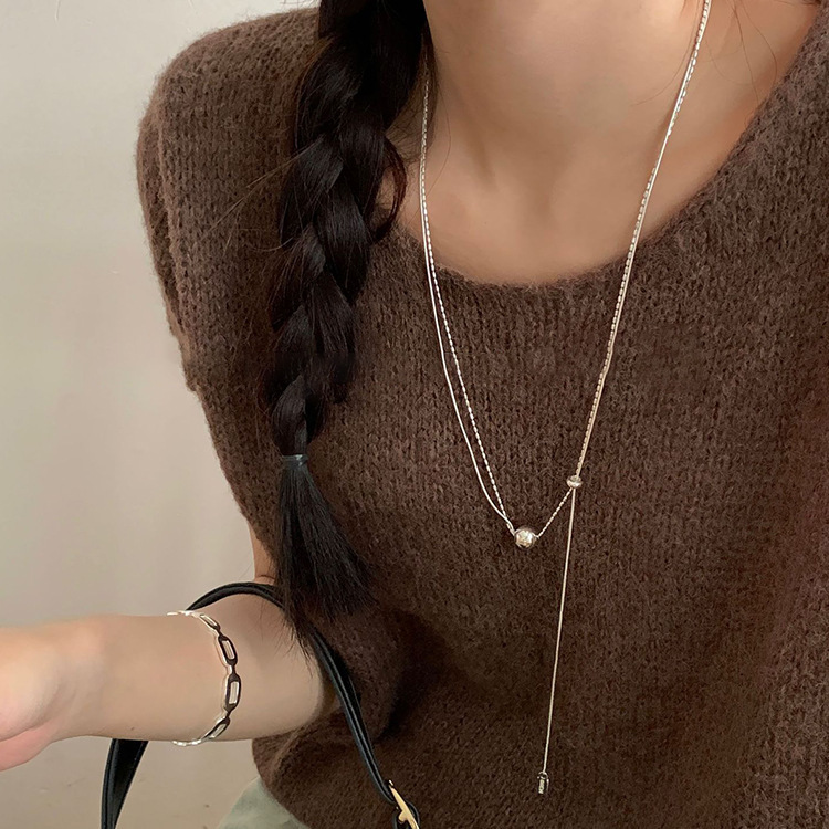 Pull-out chain metal necklace for women, with a unique, simple and versatile design, elegant and fashionable sweater necklace Specification drawing