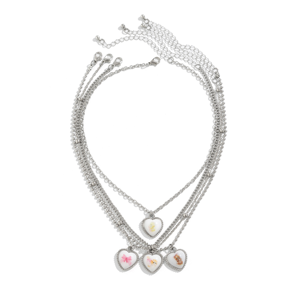 European and American style cross-border heart-shaped little animal set necklace for ladies versatile fine chain fresh necklace accessory Item Picture