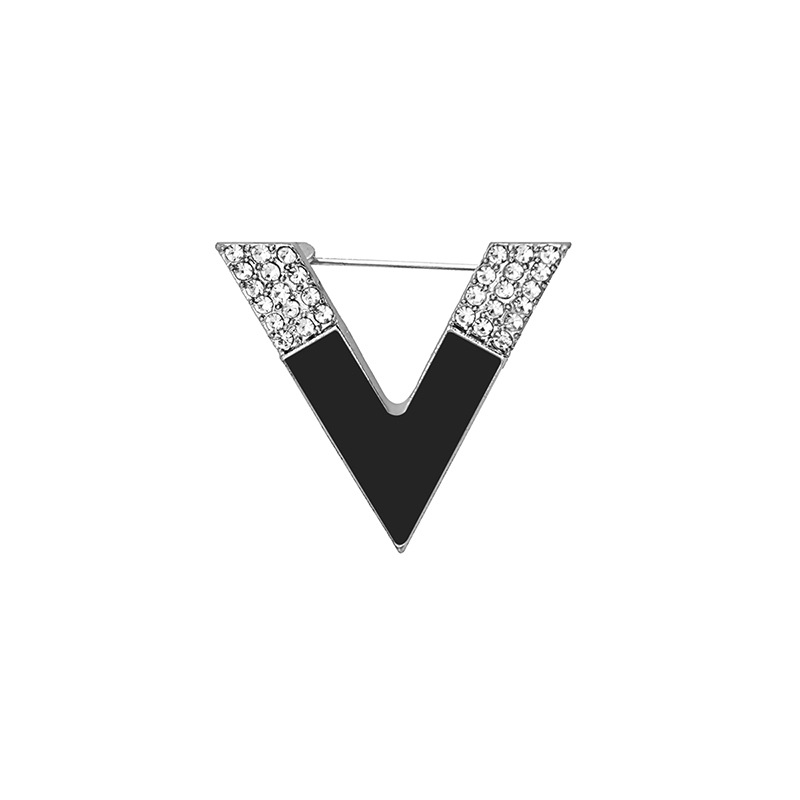 Fashionable and elegant V-shaped diamond-encrusted oil brooch, Korean-style creative V-neck anti-glare accessory factory direct sales dress Item Picture