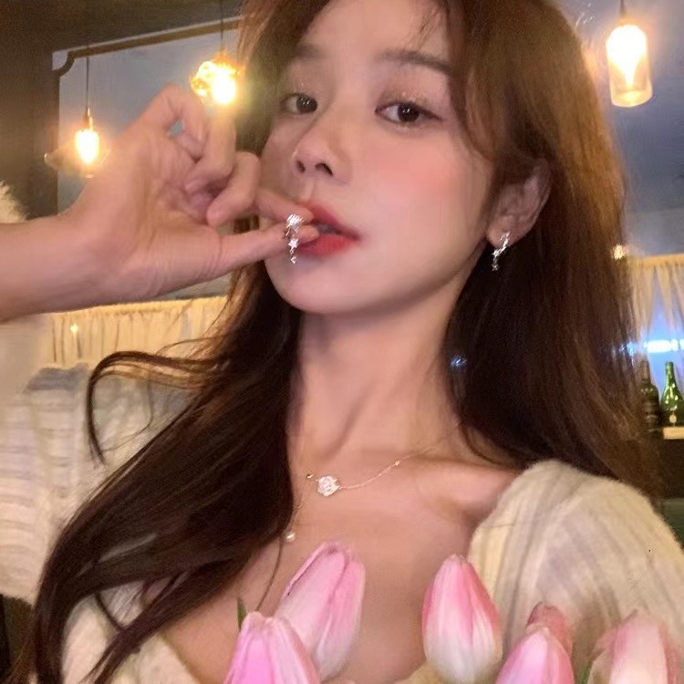 Zircon star earrings, a niche design for women with a high-end feel, are new trendy autumn and winter short tassel earrings from 2025 details Picture