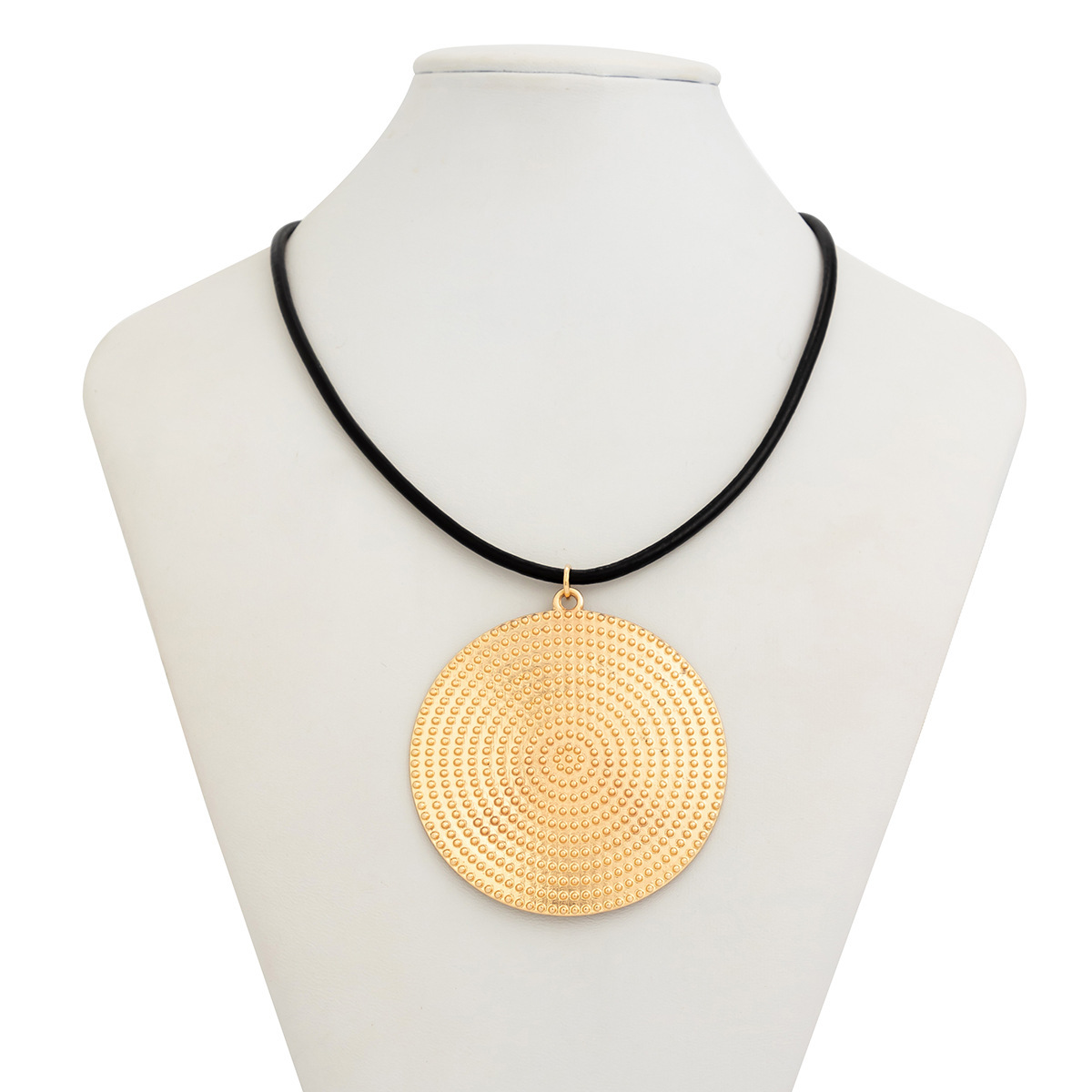 European and American cross-border alloy round pendant cold style necklace simple metal retro necklace women 's accessories Item Picture