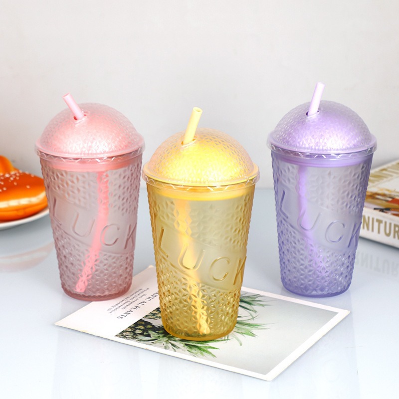 Summer InS-style simple gradient straight straw cup, portable water cup for office and home use, double-drinking cup details Picture