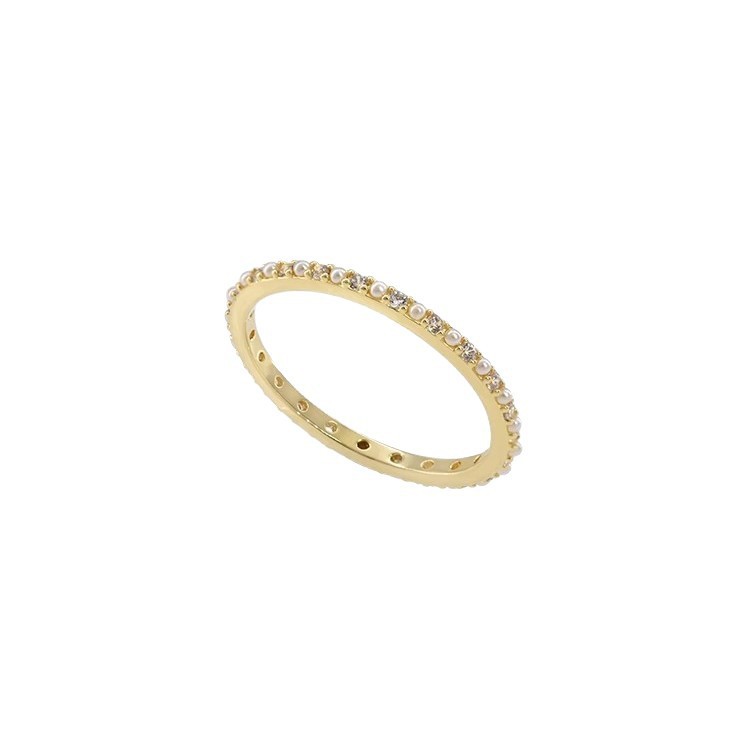 A super dazzling and exquisite pearl row diamond zircon fine ring, a light luxury and high-end index finger ring, a niche and elegant open ring Item Picture