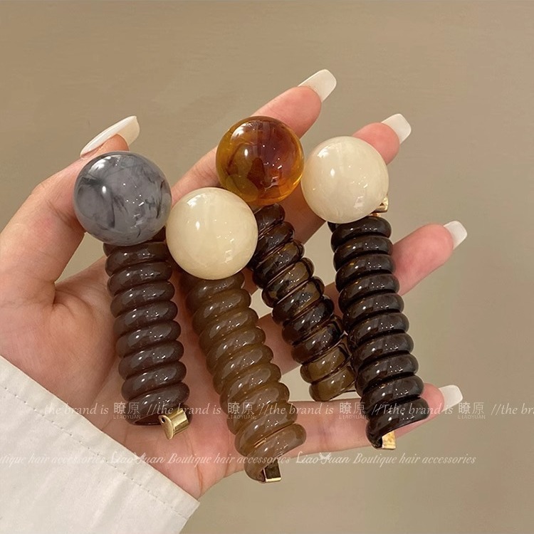 Retro and simple bubble braid hair tie for women, 2024 new high-end hair accessory, elegant ponytail braid, telephone line hair band Specification drawing