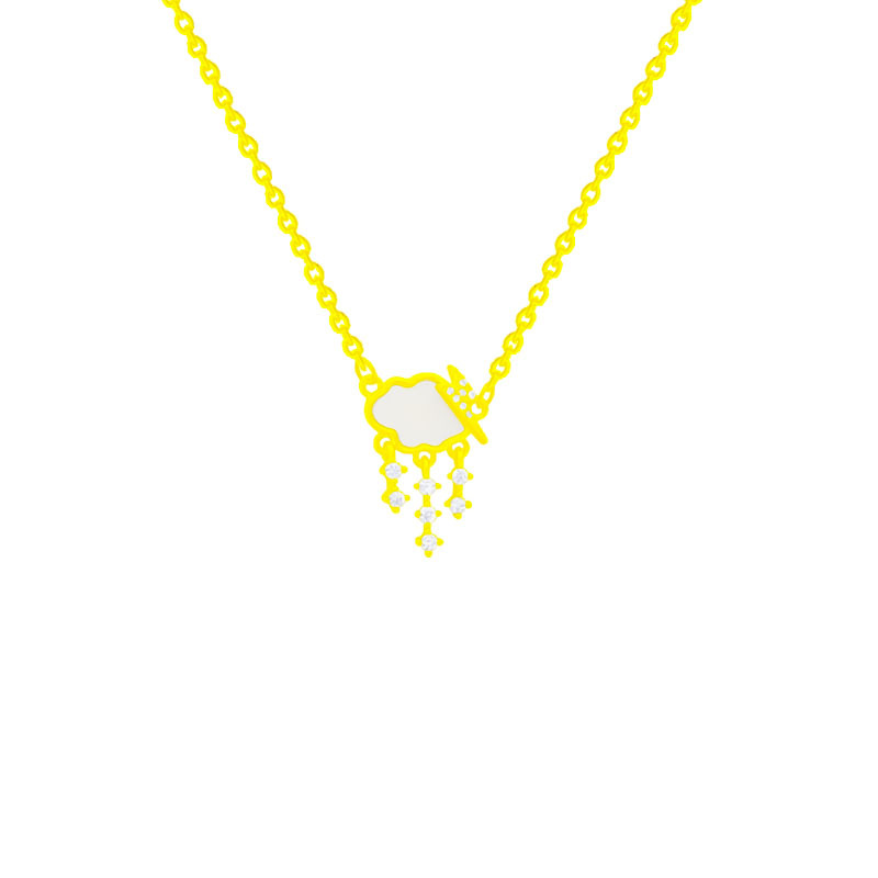 Wholesale of the new Korean internet-famous titanium steel necklace with a versatile design for women, cloud raindrop zircon pendant, collarbone chain and neck chain Item Picture