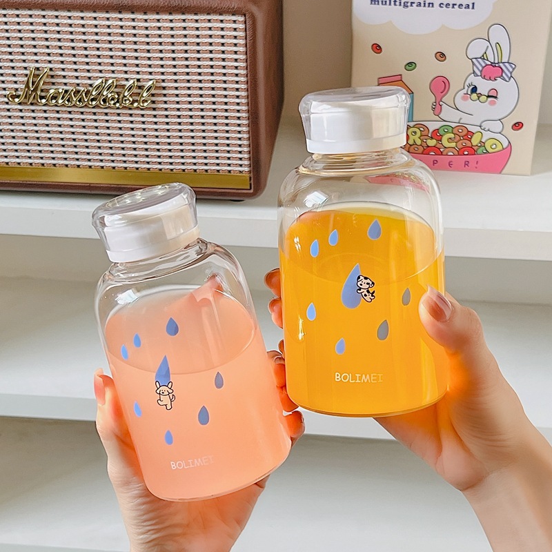 Student sealed portable cups, glass cups, girls' water cups, coffee cups that fall with rain, cold brew portable cups Specification drawing