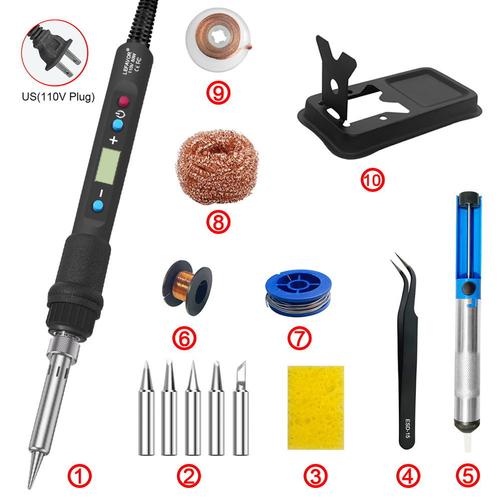 80W internal heating digital display adjustable temperature constant temperature soldering iron set, electric soldering pen, household repair tool undefined