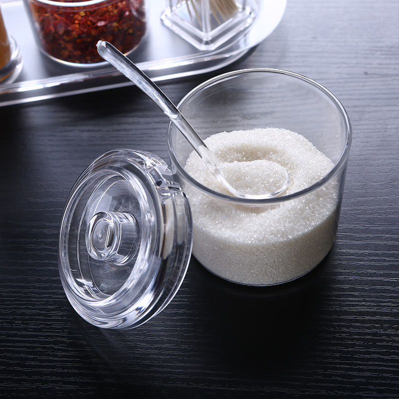 Acrylic seasoning bottle set, vinegar pot, plastic restaurant seasoning jar, chili jar, seasoning box, vinegar bottle, soy sauce bottle details Picture