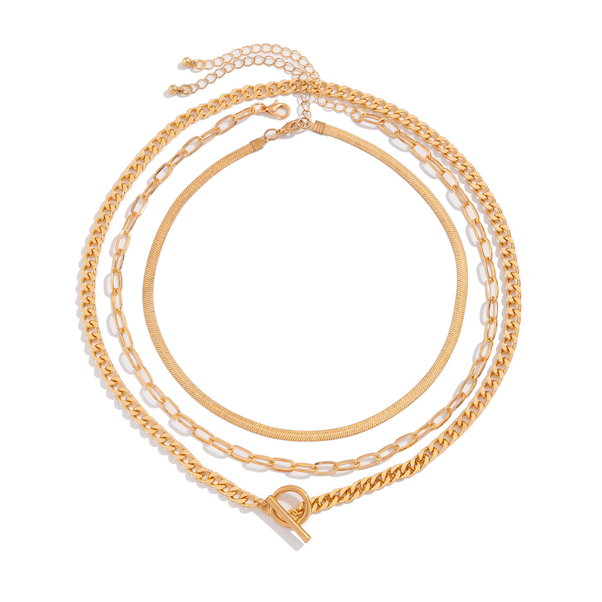 European and American cross-border jewelry layering style irregular alloy Necklace personality hip-hop multi-layer Necklace new style Item Picture
