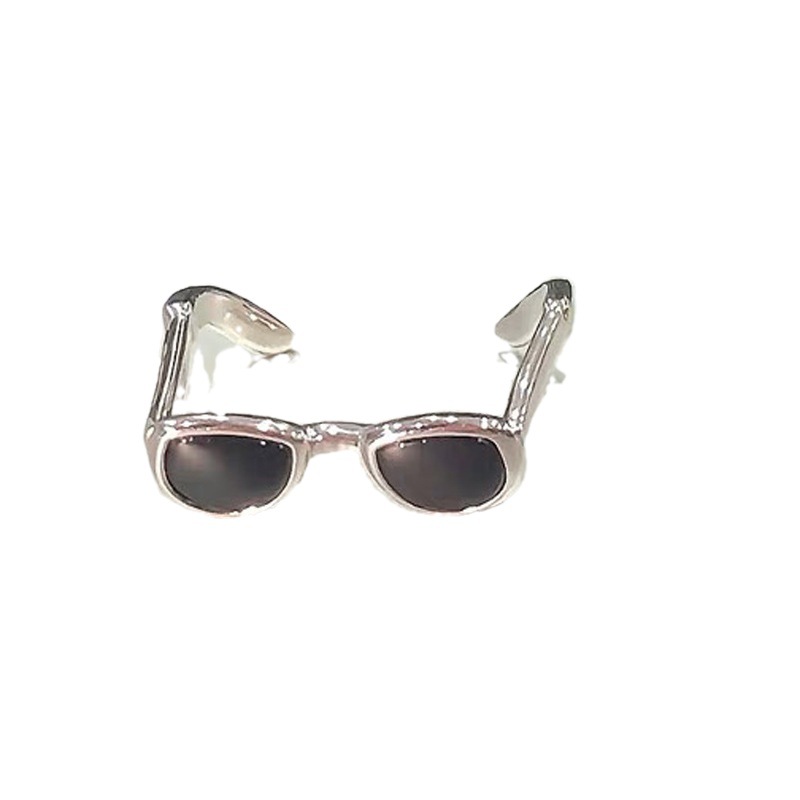 Sunglasses ring, heart-shaped pink diamond, zircon opening, simple and cold style, individual and fashionable student couple ring, index finger ring Item Picture
