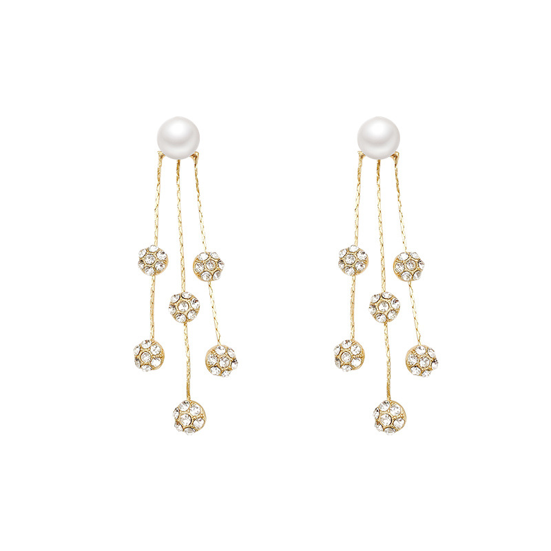 S925 Silver Needle ultra-ethereal pearl tassel earrings, women's light luxury high-end design sense, versatile and elegant earrings wholesale Item Picture