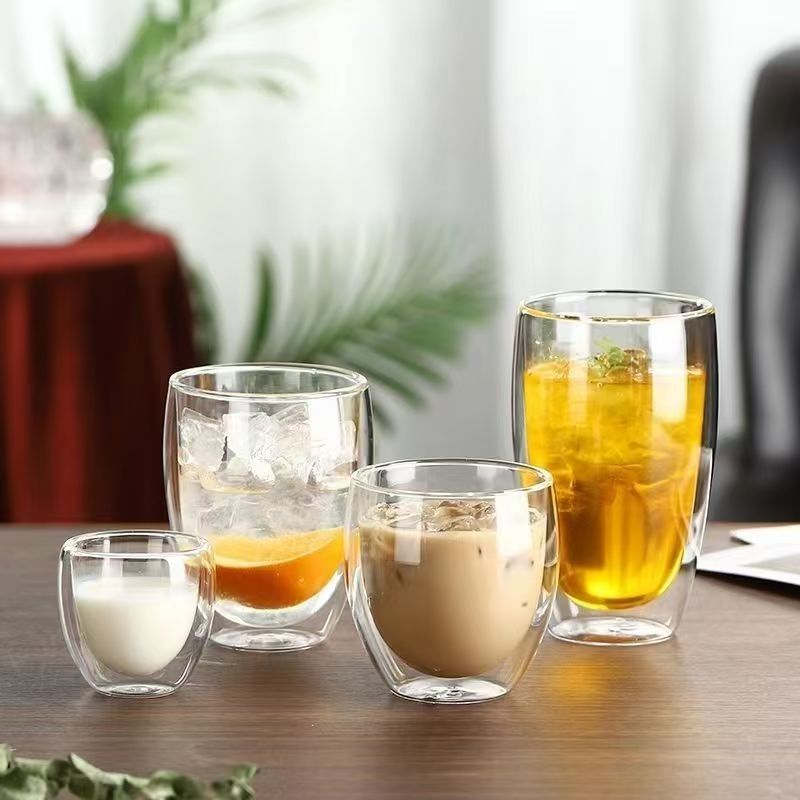 Daily Special Sale household double-layer simple glass cup, high borosilicate transparent milk juice drink cup, heat-resistant coffee cup Application Scenario