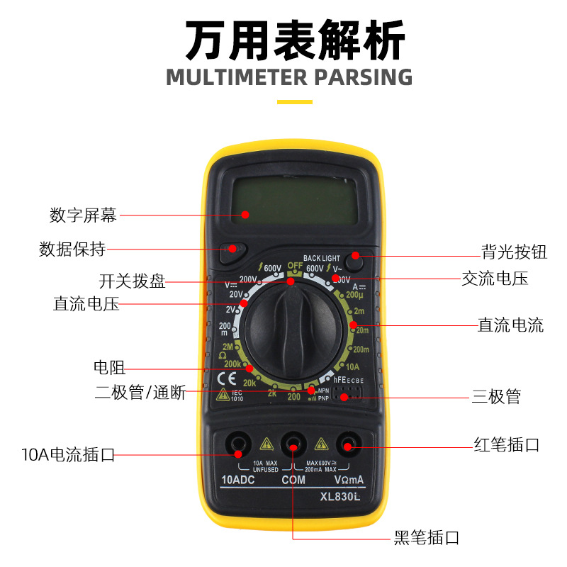 Cross-border exclusive 60W adjustable temperature internal heating soldering iron multimeter, home repair soldering constant temperature soldering iron set details Picture