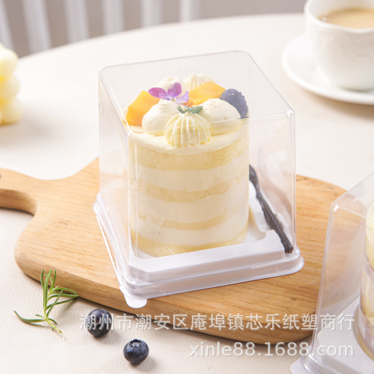 2-inch small cake packaging box, multi-layer mousse transparent blister box, mini Western pastry baking packaging box Specification drawing