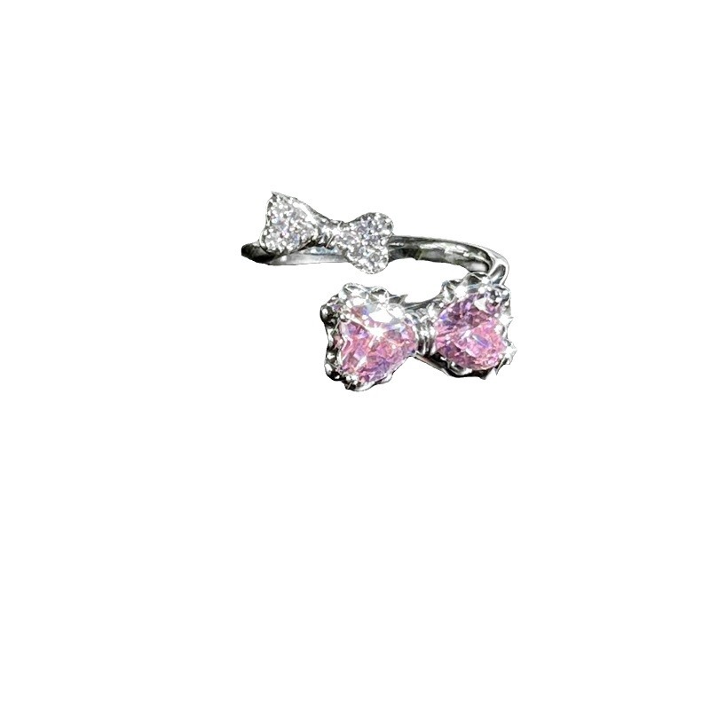 The light luxury sweet and cool pink diamond series is a fashionable and individual open-top ring. It's a trendy Instagram-chic style with a cold and layered exquisite food ring Item Picture