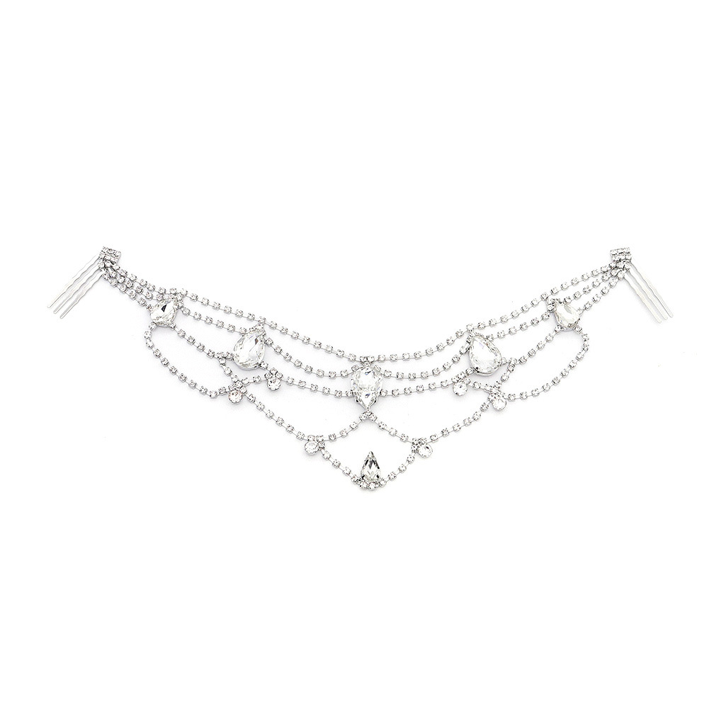 European and American creative design hair accessories, luxurious rhinestones for brides, forehead ornaments, hair bands, popular hair accessories, brow center pendant forehead chains Item Picture