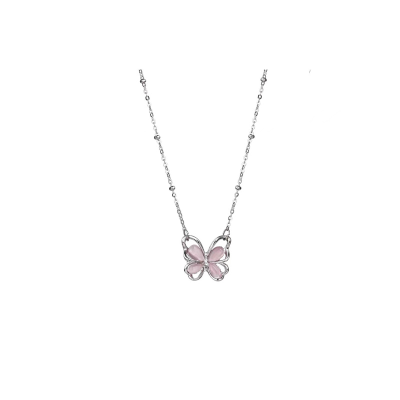 Strawberry crystal butterfly necklace for women's summer vibe, a niche design collarbone chain, a trendy and stylish accessory for 2023 Item Picture