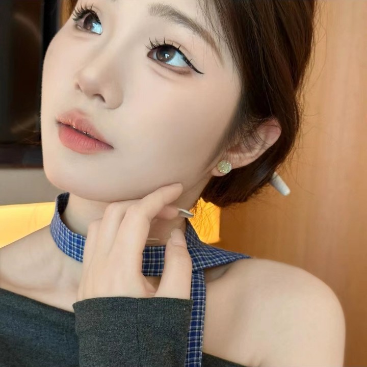 6 sets of colorful ice-transparent starry sky glitter bean stud earrings, a versatile and sweet resin earring for women, a new style of earrings Specification drawing