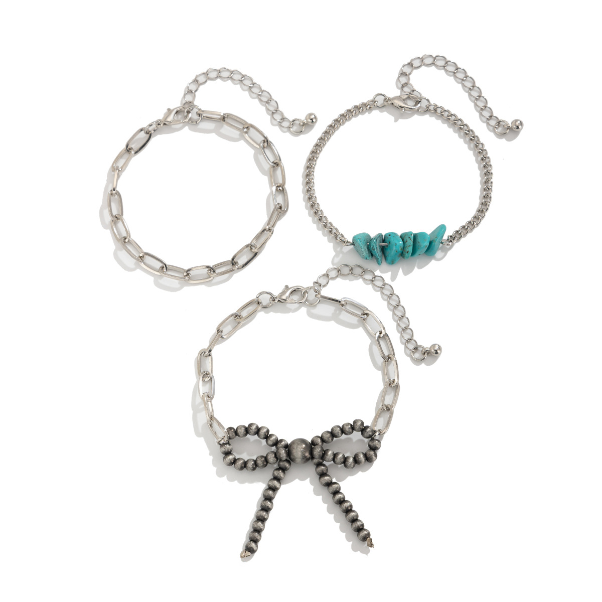 European and American cross-border jewelry, Bohemian bow, beaded pendant, collarbone chain, turquoise, Western cowboy necklace Item Picture
