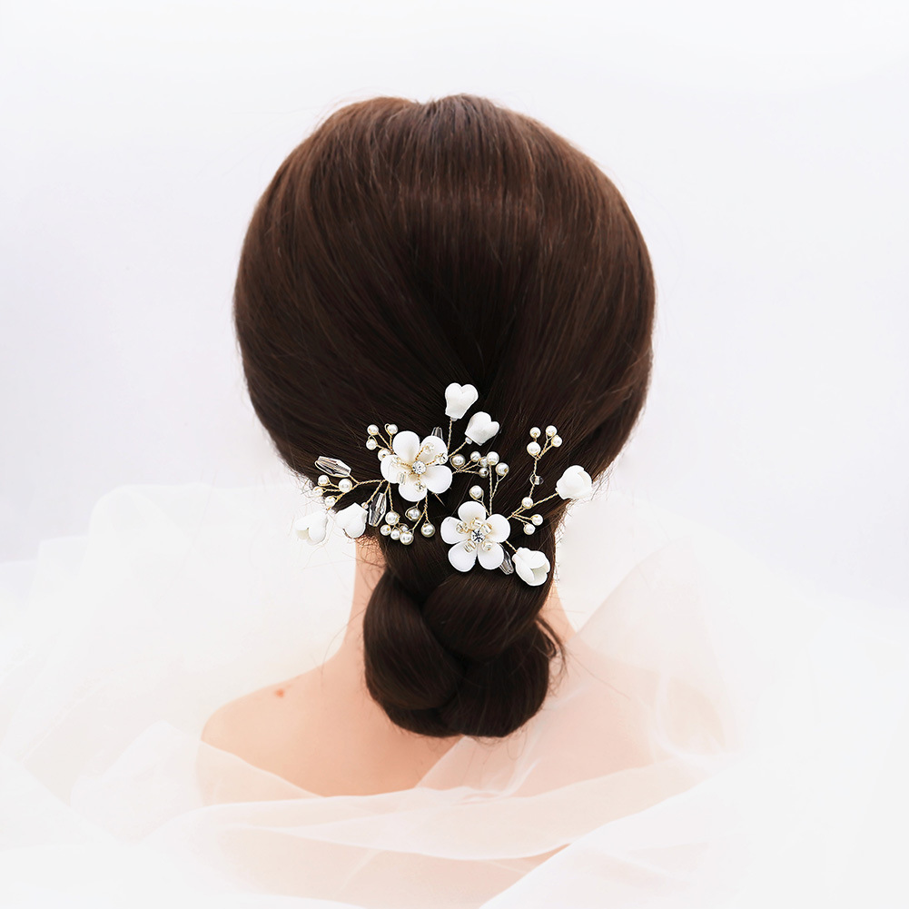 Hansoon-style fairy-like bride set, soft clay flower hair comb, retro Hanfu U-shaped updo hairpin, photo head accessory Application Scenario