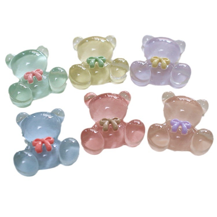 Transparent bear resin accessories, diy jewelry accessories, handcrafted hair clips, crocs materials, cream glue accessories mixed styles Item Picture