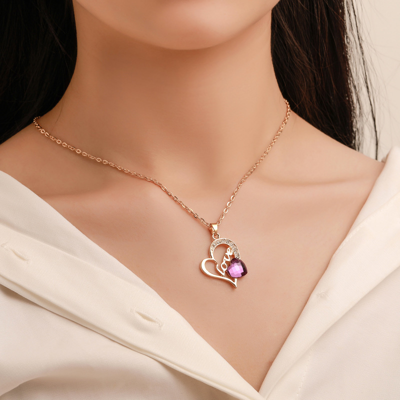 European and American set of decorative items, trendy new jewelry, love necklace, earrings and rings, fashionable three-piece set Specification drawing