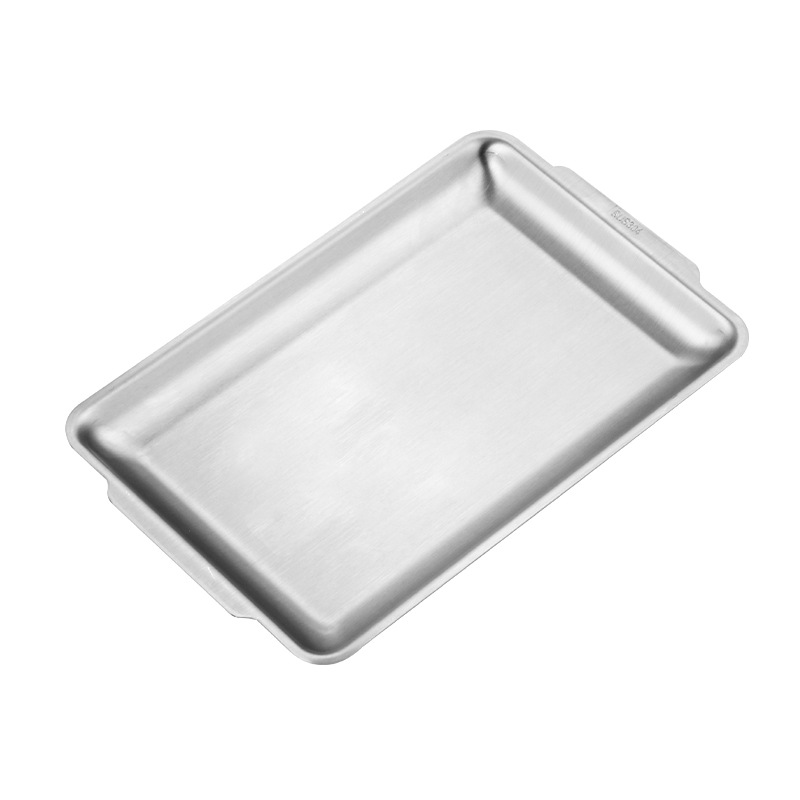 Thickened rectangular golden barbecue plate, vegetable plate, sushi plate, outdoor tray, 304 stainless steel Korean barbecue plate Item Picture