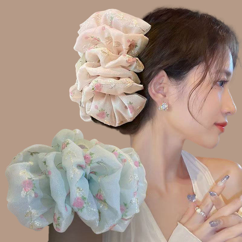 New sweet floral peony bow clip, large elegant hair clip, women's back head updo shark clip full figure