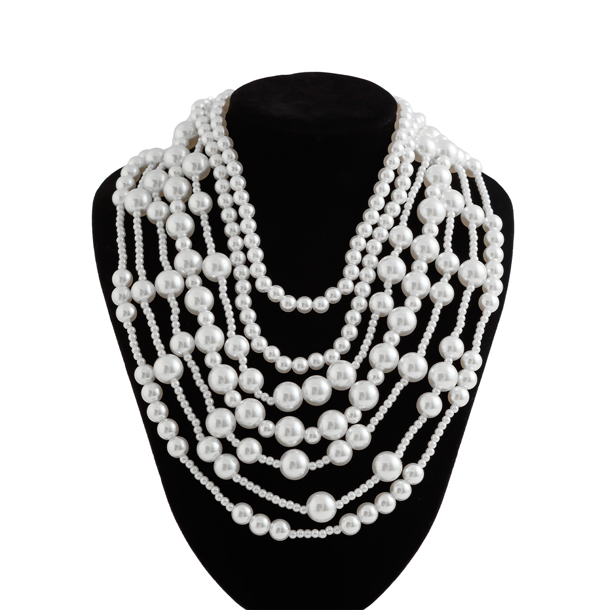 European and American exaggerated multi-layered imitation pearl necklace dress fashionable bride chanel-style beaded necklace set Application Scenario