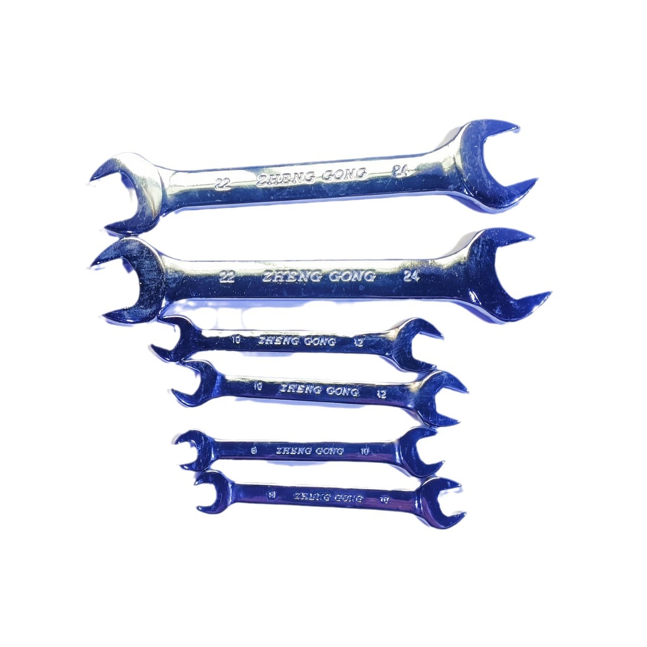 Linyi Hardware is in stock and supplies double-ended open-end wrenches of the Zhenggong brand with a mirror surface range of 5.5 to 80 Item Picture