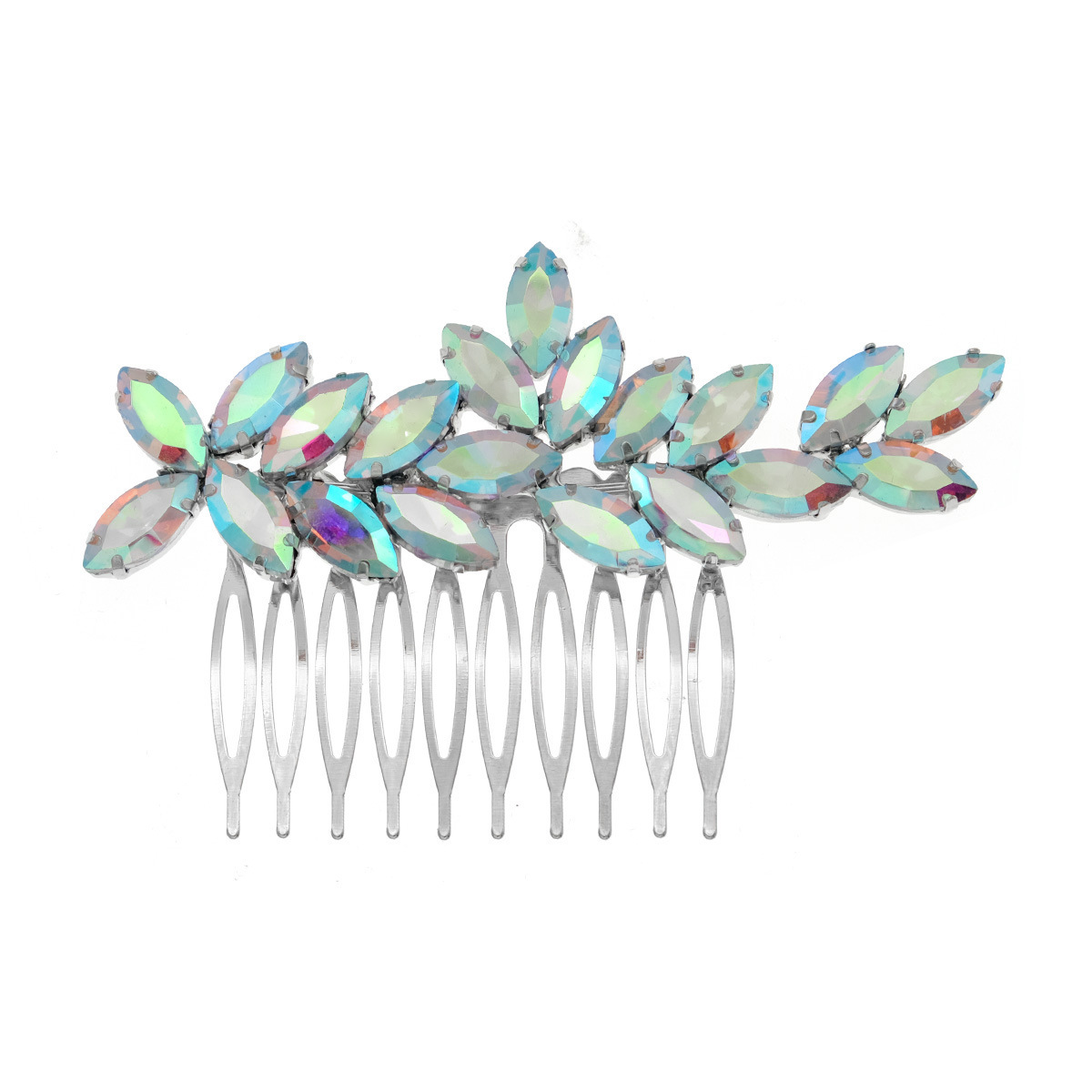 Wholesale of cross-border bride headwear from Europe and America, handcrafted diamond wedding dresses and evening gowns, hair accessories, hair combs, long side-combed hair accessories Item Picture
