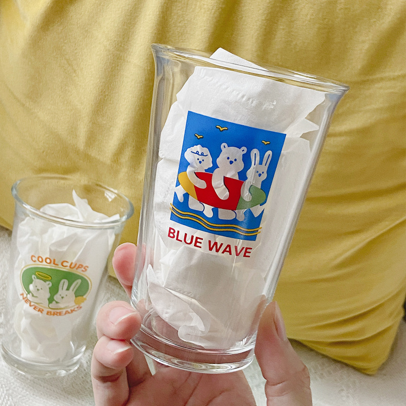 Korean InS-style breakfast cups, glass cups, milk cups, juice cups, cute cartoon water cups, coffee cups, milk tea cups details Picture