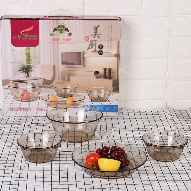 New elegant gift sets of glass cups, bowls, plates and plates, creative glass tableware, salad bowls, business sales gifts details Picture