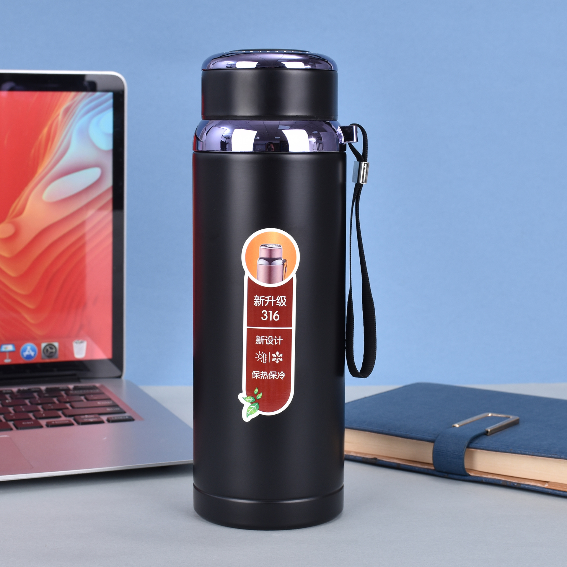 Customized stainless steel star-shaped water bottle, vacuum large-capacity water bottle with a strappy strap, outdoor mountain climbing and travel with a tea strout and insulated cup Application Scenario