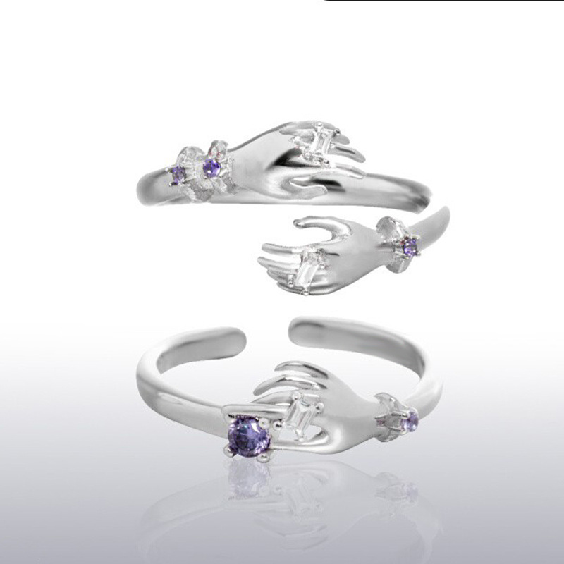 A woman's star-picking zircon couple ring, a niche design on Instagram, with a cold style and a high-end feel, is a trend of opening the finger with a ring full figure