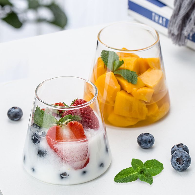 Transparent glass cups for drinking, cross-border best-selling high borosilicate heat-resistant water cups, beverage juice cups, milk cups Specification drawing