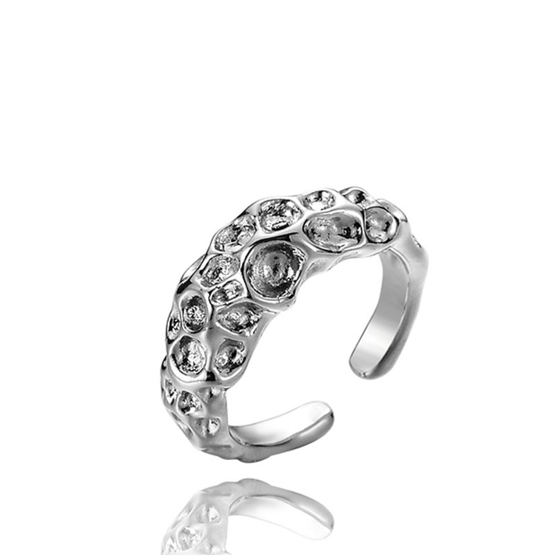 The moon surface texture pleated light luxury and niche design open ring, a trendy and individualistic punk food ring for women on Instagram Item Picture
