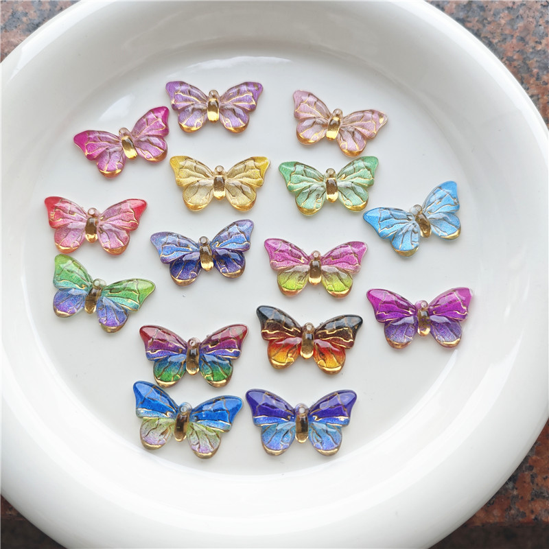 Cross-border gilded acrylic butterfly jewelry accessories, necklaces, pendants, earrings accessories, diy colorful butterfly pendants Application Scenario