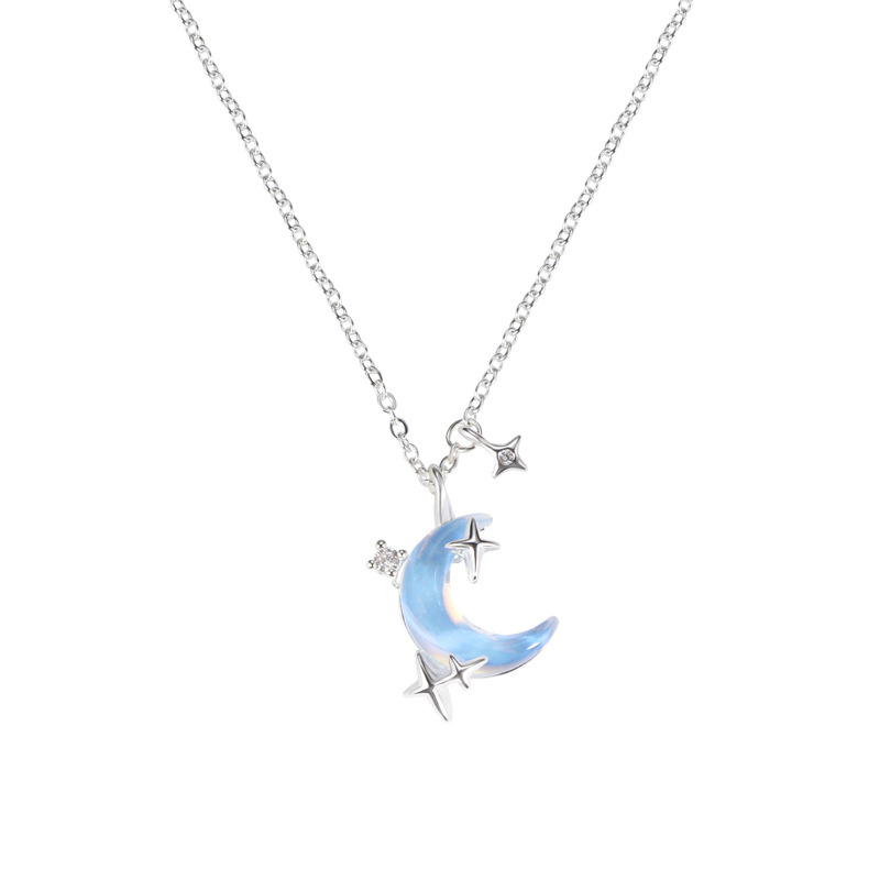 Blue Moon Starlight Necklace for Women, 2025 new style, light luxury, fashionable, high-end, niche, sweet and cool style collarbone chain Item Picture
