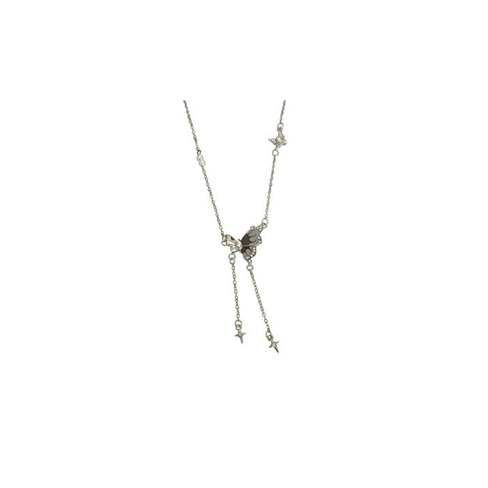 Summer sweet and cool zircon butterfly pearl necklace, a women's niche and light luxury neckchain, a seaside atmosphere collarbone chain Item Picture