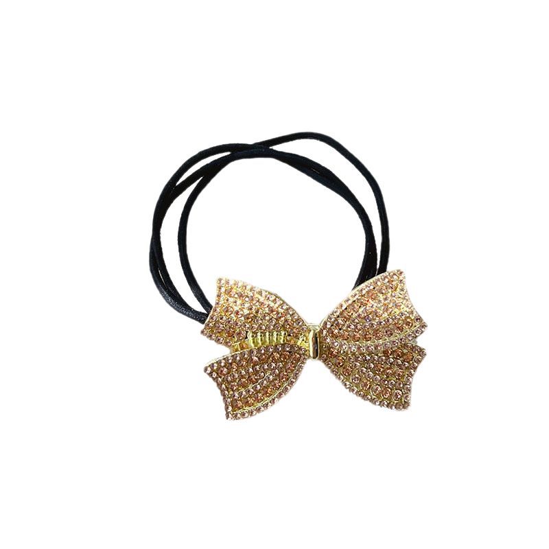 New bow diamond hair tie, black ponytail style hair tie, high-elasticity and durable bun hair band Item Picture