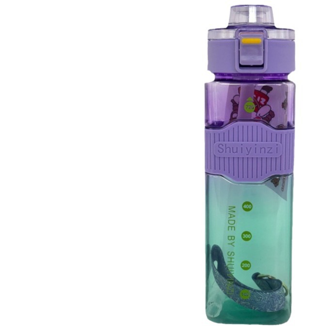 High appearance level summer new colorful square straw plastic water cup, portable drawstring bouncy cap outdoor sports water bottle Item Picture