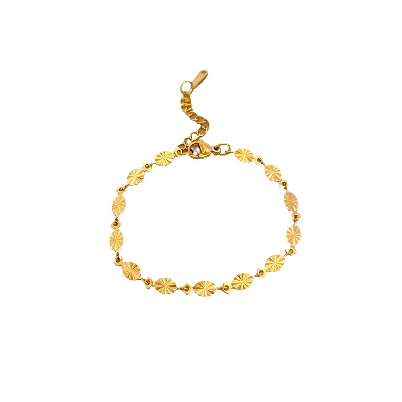 【 All-titanium Steel 】 Oval Sequined chain Dongdaemun Personalized bracelet, retro birthday gift for female Internet celebrity and best friend Item Picture