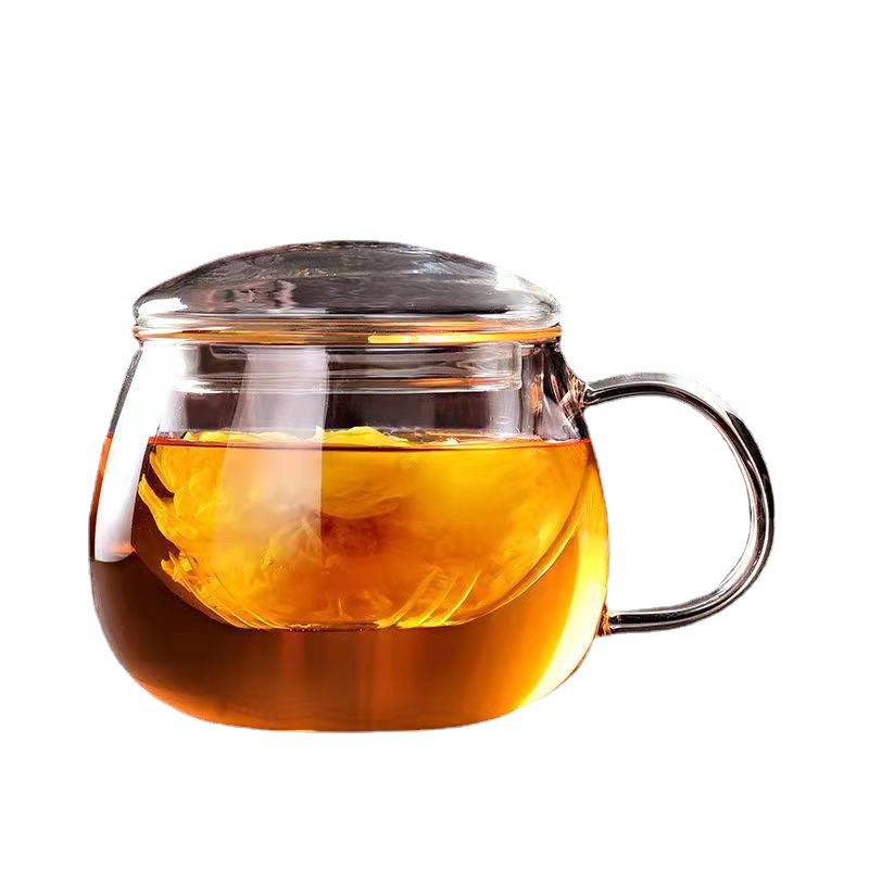 Office tea cups, glass cups, filter tea cups, household cups with LIDS and straps to separate tea from water, men's and women's office transparent water cups Item Picture